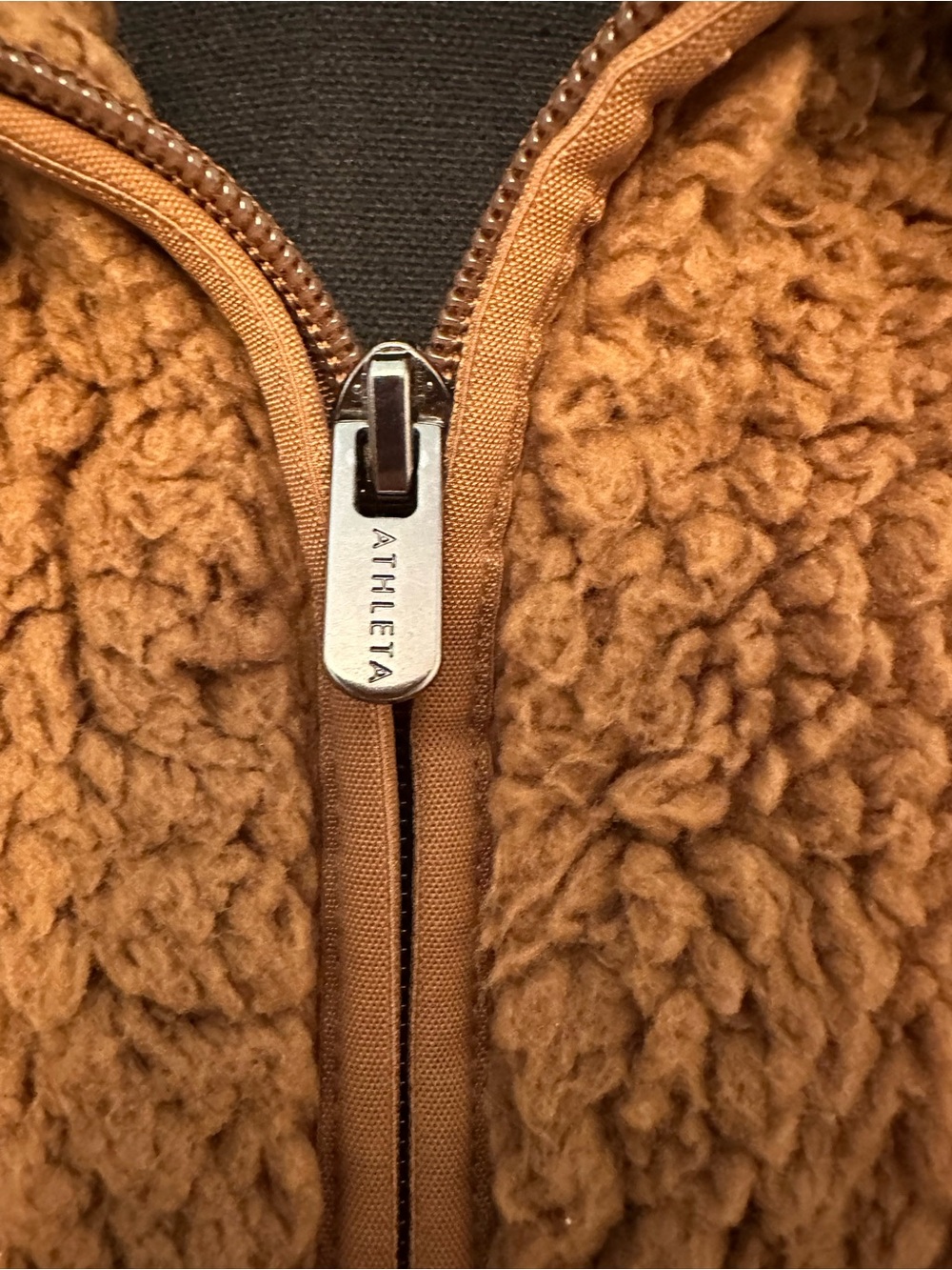 Athleta Sherpa Fleece Jacket Women’s Medium Brown Full Zip Cozy Teddy - Picture 3 of 6